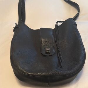 Rebecca Minkoff Elegant Black Leather Crossbody  Bag with short shoulder strap